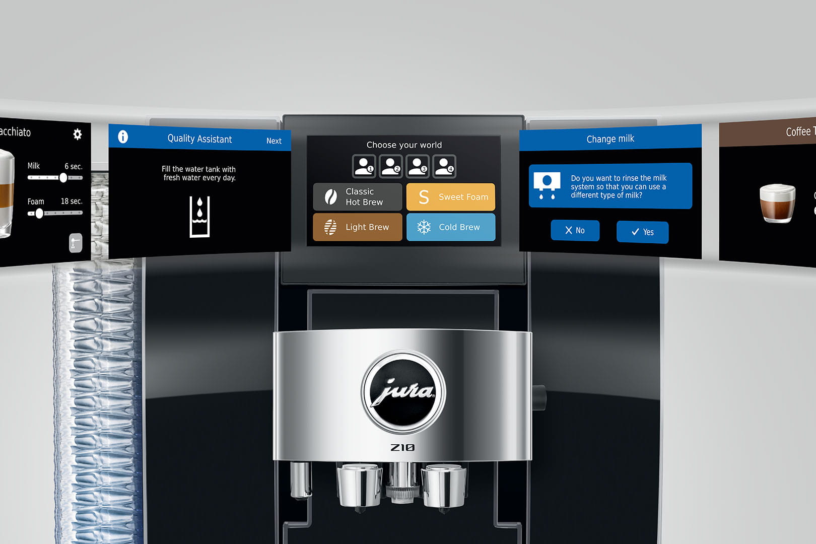 Różne ekrany menu w Z10 EB Diamond Black